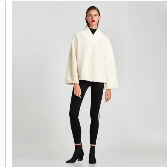 Zara ivory teddy bear sherpa sweater - Picture 3 of 8